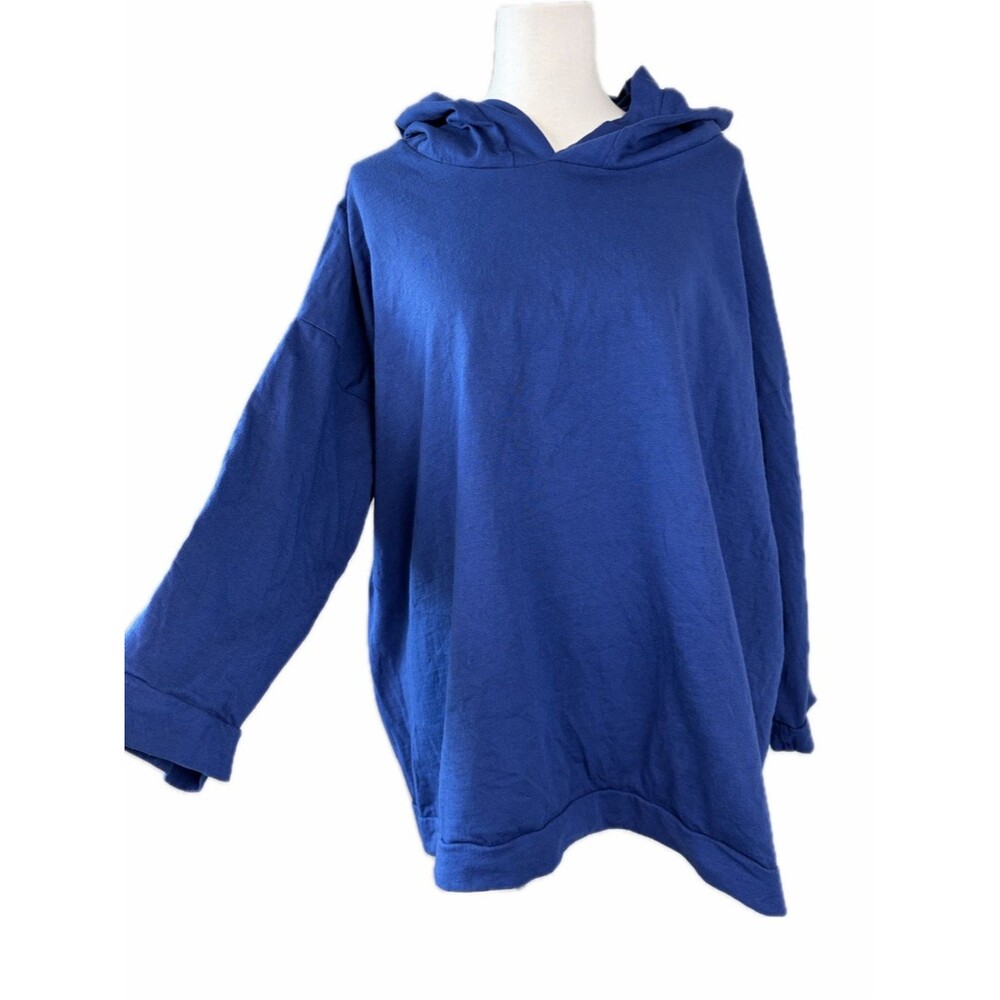 bryn Walker Frank Hoodie Pullover Cotton Size L 3/4 Sleeve Oversized Lagenlook